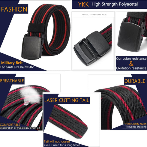 LionVII Nylon Belts Men, Breathable Web Belt with YKK Plastic Buckle Durable for Working, Trim to Fit 28-49" Waist...
