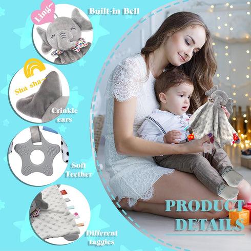Elephant Baby Lovey for Unisex Newborn Baby Security Blanket for Boys and Girls,Soft Lovie Baby Gifts Multi-Purpose Stuff Snuggle Toy,Elephant Stu...