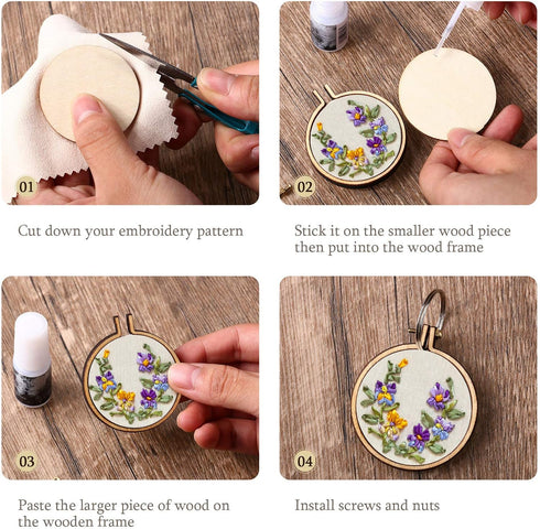 Mini Embroidery Hoop Wooden Mini Stitch Hoop Ring for DIY Pendant Crafts, Round, Oval Vertical, Oval Horizontal(8 Sets)...