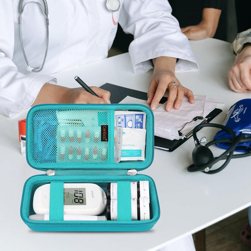 Canboc Diabetic Supplies Case, Carrying Organizer for Glucose Meter, Lancing Device, Blood Sugar Test Strips, Lancets, Insulin Pens, Alcohol Wipe ...