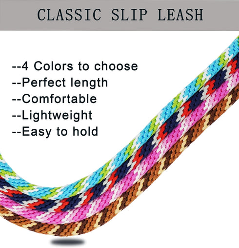 6 FT Slip Leads for Dogs No Pull Dog Training Leash Dog Leash Slip Lead Strong Dog Loop Leashes Colorful Braided Rope Dog Lead Comfortable Slip Le...