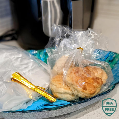 Reusable Plastic Bread Bags for Homemade Bread - 50 Pack Clear Bread Bag with Ties For An Airtight Moisture-free Preservation and Storage- Bread L...