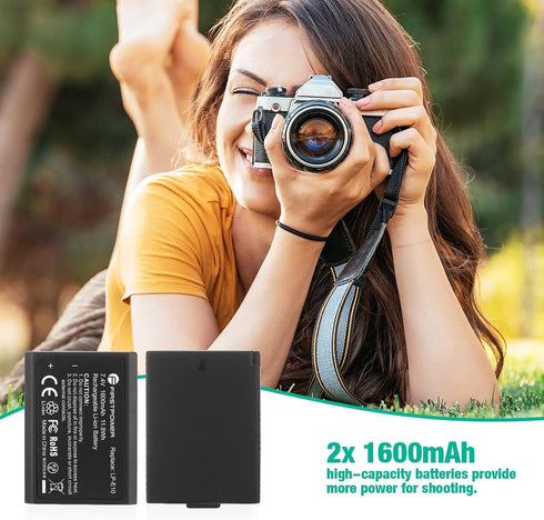 FirstPower Replacement LP-E10 Batteries Compatible with Canon EOS Rebel T3, T5, T6, T7, T100, Kiss X50, Kiss X70, 1100D, 1200D, 1300D, 2000D Camer...