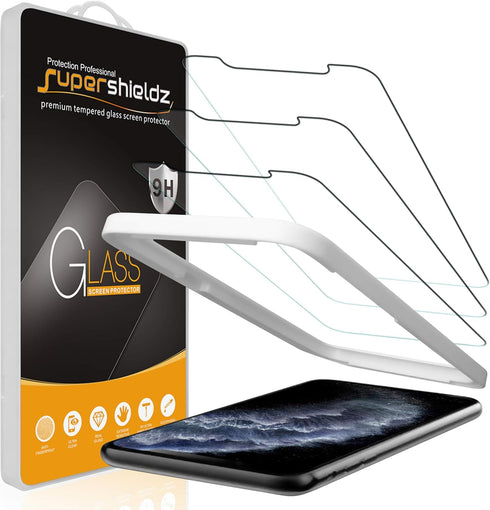 Supershieldz (3 Pack) Designed for Apple iPhone 11 Pro Max and iPhone XS Max (6.5 inch) Tempered Glass Screen Protector with (Easy Installation Tr...