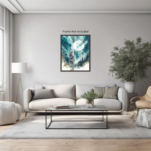 Posterizer 1 pcs-beautiful howling lone wolf under the full moon 1-Art for Animal Lovers Gift for Art Lovers Decorations for Bedroom, Office, Livi...