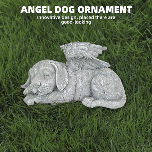 Cherish Your Beloved Canine Companion with The Angel Dog Memorial Statue - Garden Resin Sleeping Dog Statue with Wings - Resin and Stone Dog Memor...