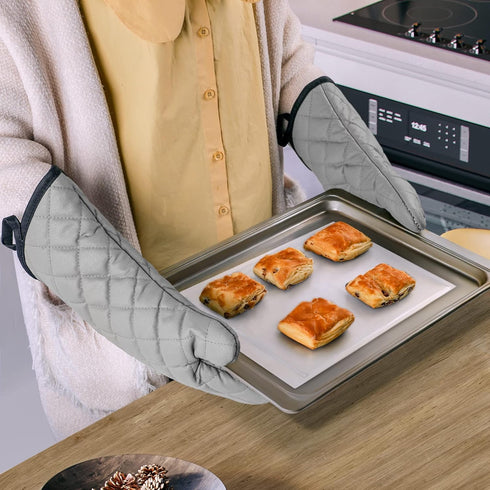 ARCLIBER Oven Mitts 1 Pair of Terry Cloth Lining - Heat Resistant Kitchen Gloves,Flame Oven Mitt Set,15 Inch...