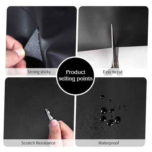 Leather Repair Tape Self-Adhesive Leather Repair Patch for Couch Furniture Sofas Car Seats Advanced PU Vinyl Leather Repair Kit (Black, 17X79 inch...
