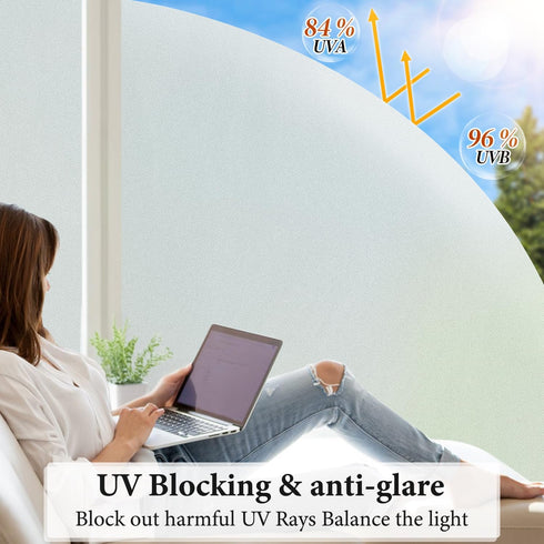 DUOFIRE Privacy Window Film Natural Frosted Glass Film Static Cling Glass Film No Glue Anti-UV Window Sticker Non Adhesive for Privacy Office Meet...