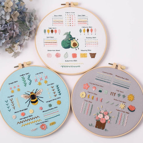 Jyphorixal Embroidery Kit for Beginners Adults Cross Stitch Starter Kit Needle Point Supplies 28 Basic Stitches in 3 Set......