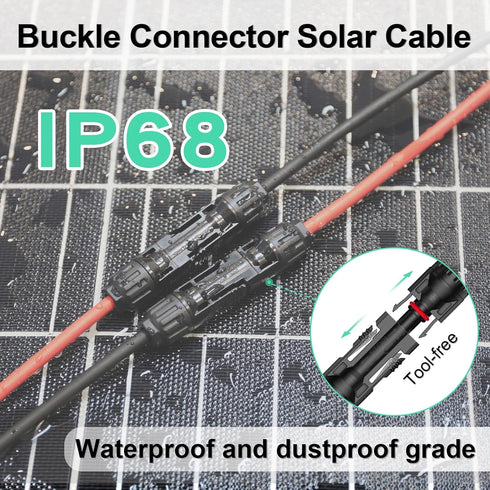 Solar Connectors Cable for 2 Solar Panels, Parallel 10AWG Solar Panel Connectors Y Branch Adapter Tool-free (FMM/MFF)...