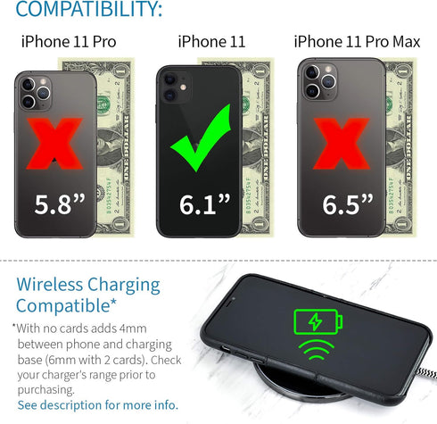 Dockem Wallet Case for iPhone 11: Built-in Metal Plate for Magnetic Mounting & 2 Credit Card Holders (6.1" Exec M2, Synthetic Leather, Black)...