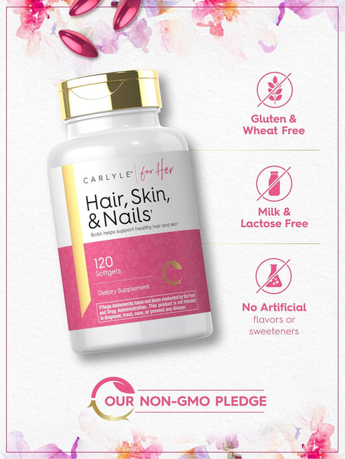 Carlyle Hair Skin and Nails Vitamin | 120 Softgels | Beauty Formula Supplement | with Biotin and Collagen | Non-GMO, Gluten Free...