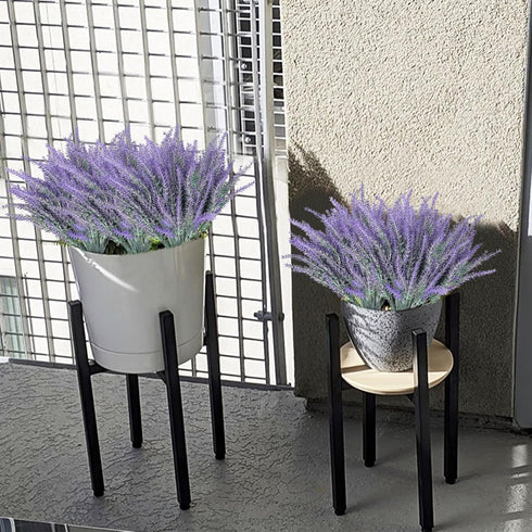 TURNMEON 12 Bundles Artificial Lavender Flowers Fake Flowers Artificial Plants Outdoor UV Resistant Flocked Faux Plastic Shrubs Wedding Bouquet Wi...