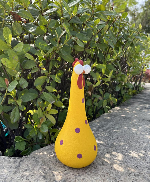 Long Neck Chicken Statue, Resin Rooster Sculpture, Creative Crafted Art Figurines, Funny Outdoor Decor, Cute Cock Decoration for Lawn, Yard, Offic...