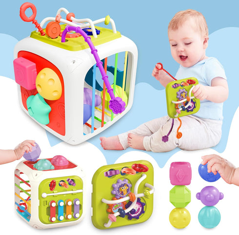 booko Activity Cube 7in1 – Montessori Toy for 1-2 Year Old Babies – Busy Cube Early Development Sensory Toy for Toddler Age – Birthday Gift for Bo...