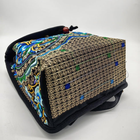 Vintage Embroidered Women Backpack Ethnic Travel Handbag Shoulder Bag Crossbody Bag Travel Bags (Blue Flowers -Small)...
