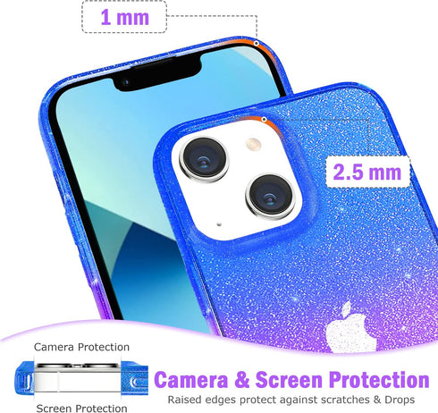 JJGoo Compatible with iPhone 13 Case, Glitter Soft TPU Shockproof Protective Bumper Cover, Sparkle Bling Sparkly Cute Slim Women Girls Phone Case ...
