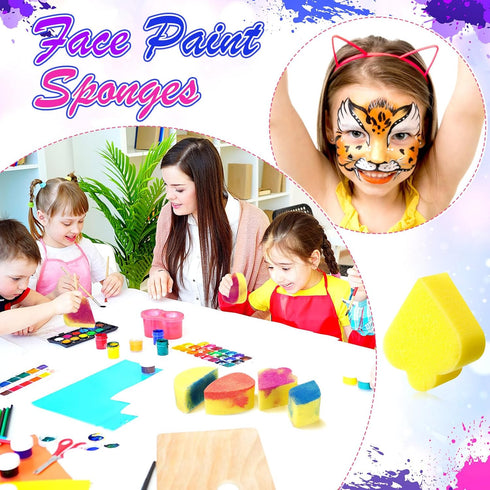Mifoci 36 Pcs Face Paint Sponges Petals Half Moon Spades Face Painting Sponges Face Painting Supplies High Density Makeup Sponge for Kids Adults A...