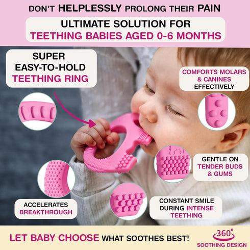 Cute Valentines Day Baby Gift - Baby Elefun Teething Toys for Babies Age 0 to 6 Months - 5X Pain Relief Smart Teether, Zero Developmental Delay Pi...