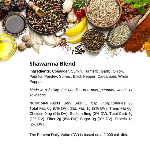 Premium Shawarma Spice Seasoning by Spice + Leaf, 3.5 Oz - Kosher, Vegan Preservative Free Spice Blend for Middle Eastern Flavor. Vegetarian, Dair...