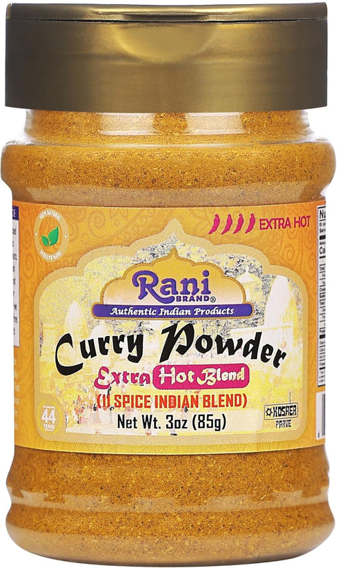Rani Curry Powder EXTRA HOT (11-Spice Authentic Indian Blend) 3oz (85g) PET Jar ~ All Natural | Salt-Free | Vegan | No Colors | Gluten Friendly | ...