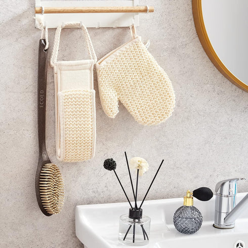 Back Bath Brush- Coffee & Wheat Straw Handle- for Shower Vegan Bristle Bath Scrubber Body Brush for Showering, Shower Brush for Men & Women…...