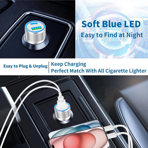 ?MFi Certified?iPhone 15 Car Charger Fast Charging, KYOHAYA 66W USB-C Dual PD&QC Car Power Cigarette Lighter USB Charger with 2Pack Type-C Cable f...