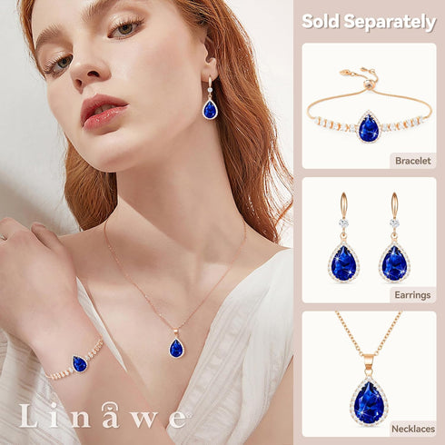 Linawe Crystal Chain Necklace for Women Trendy, Statement Diamond Pendant, Cubic Zirconia Summer Beach Boho Jewelry Set, 14K Gold/Rose Gold/Silver...