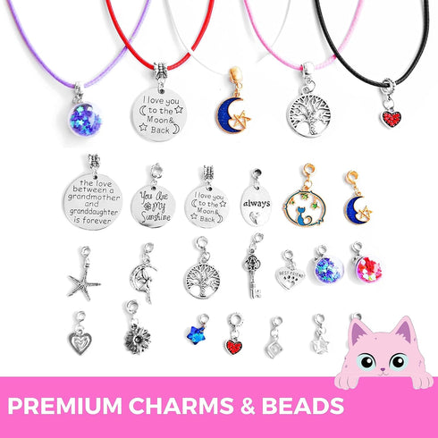 Modda Charm Bracelet Making Kit with Cute Bag, Assorted Beads, Charms, Necklace, Jewelry Making Kit for Girls, Crafts for Kids, Girls, Gift for gi...