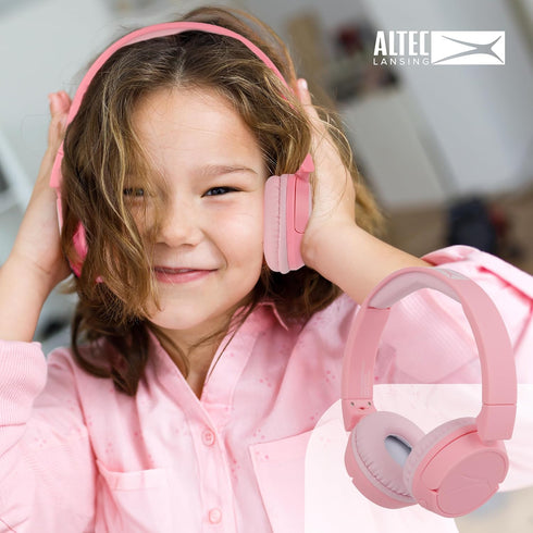 Altec Lansing Kid Safe 2-in-1 Bluetooth Headphones, Safe Volume Limiting, Foldable Design, Enjoy Audio and Protect Your Child's Hearing, Pink...