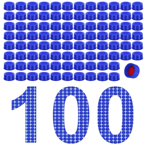 Blue Solid Polypropylene Cap, Red Silicone Septa with Ribbed Thread Screw Cap, Accessary for 1.5ml 18.ml 2ml 9-425 HPLC Autosampler Pack of 100...