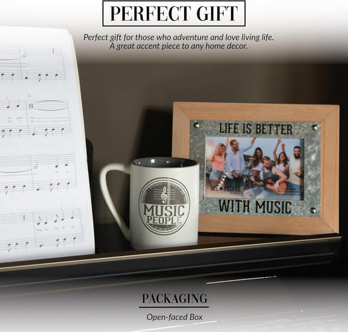 Pavilion Gift Company 67724 Life is Better Music People 4x6 MDF Easel Back Wall Hanging Picture Frame, Brown...