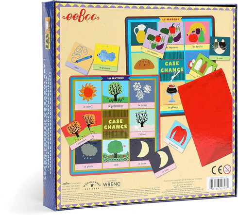 eeBoo: French Bingo Vocabulary Game, Includes- Pronunciation Guide & Drawsting Bag, 6 Game Boards, 48 Playing Chips, 2 to 6 Players, for Ages 5 an...
