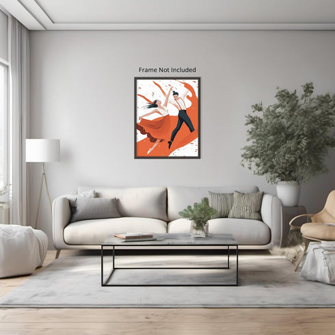 Posterizer 1 pcs-minimalist illustration features two characters mid-dance 2-Sports & Hobby Art-Abstract & Modern Art-Gift for Art Lovers- unframe...