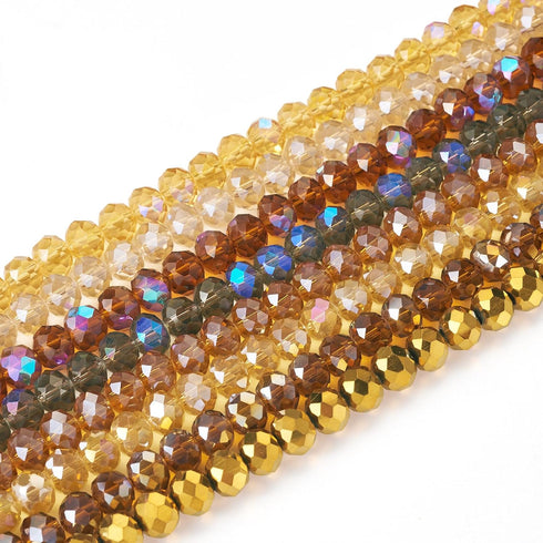 Beadthoven 520pcs 8mm Faceted Rondelle Glass Beads for Jewelry Making Tiny Crystal Beads Briolette Glass Beads Loose Spacers Strands for Jewelry M...