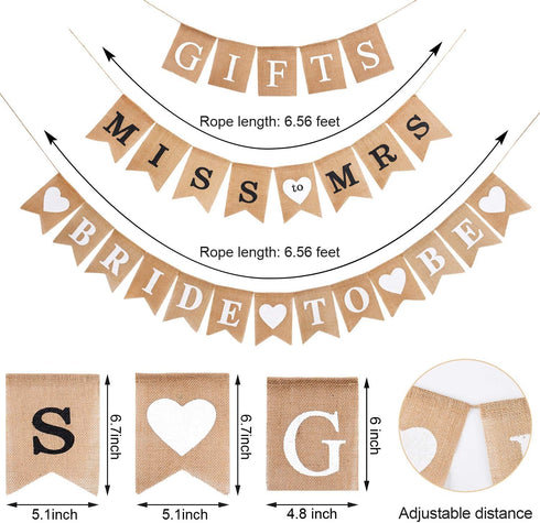 Blulu 3 Pieces Bridal Shower Decor Set Rustic Burlap Bunting Banner Gifts for Bachelorette Party Decoration(Black)...