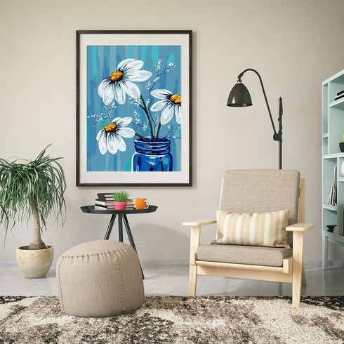 Ginkko Paint by Numbers for Adults Kids Beginners with Wooden Frame Easy Acrylic on Canvas 12x16 inch with Paints and Brushes, Vase Flower(Include...