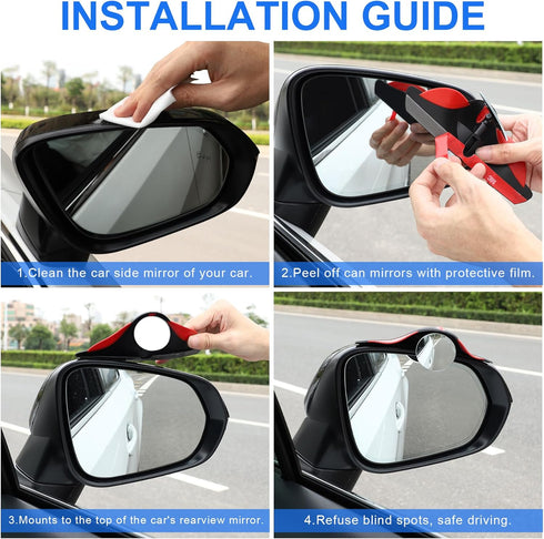 LivTee Car Blind Spot Mirror with Side Mirror Rain Guard 2 Pack, Carbon Fiber 2-in-1 Rear View Rain Mirror Covers, 360 Drgree Adjustable Convex Mi...