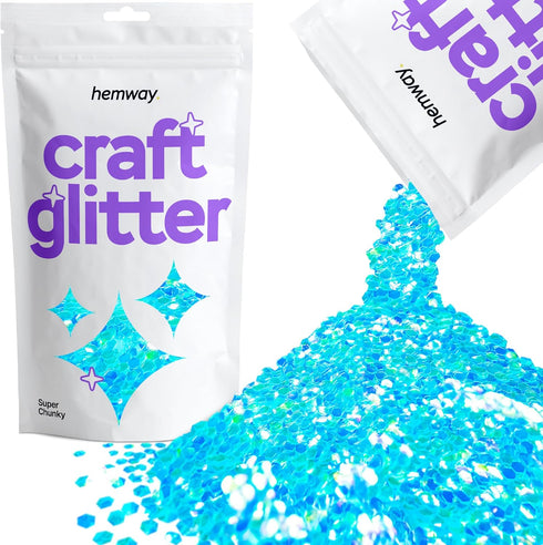Hemway Turquoise Craft Glitter - Super Chunky 1/8" 0.125" for Arts Crafts Tumblers Schools Paper Glass Decorations DIY Projects...