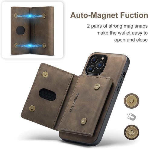 SZHAIYU 2 in 1 Detachable Back Cover Compatible with iPhone 13 Pro Max Wallet Case with Card Holder Leather Pocket Slim Phone Cases 6.7'' (Coffee)...