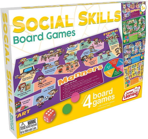 Junior Learning Social Skills Board Games, 4 Games, Ages 5-8, Empathy & Manners, Grade 1-2...