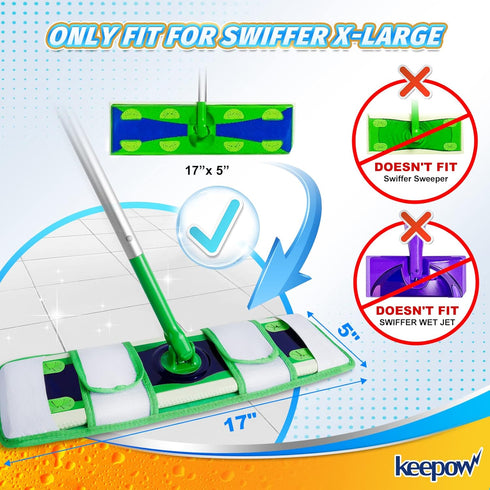 KEEPOW XL Wet Pads Refills for Swiffer XL, Wet Mopping Cloths for Swiffer XL Mop, Reusable Microfiber Mop Pads for Hardwood Floor, 4 Pack...