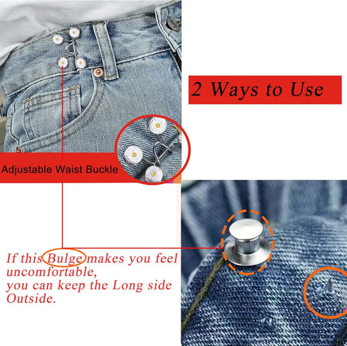 4 Set Pant Waist Tightener, Adjustable Waist Buckle Set, Extra Button for Jeans to Make Tighter, Button Adjuster for Pants, Jeans, Skirts, Sleeves...