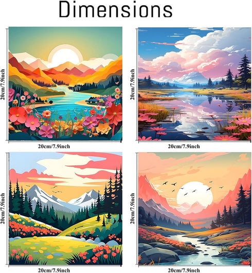 4 Pack Paint by Numbers for Adults, Landscape DIY Acrylic Painting Paint by Numbers Kits on Canvas for Kids Ages 4-8-12 Perfect for Gift Home Wall...