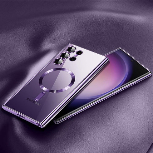 for Samsung Galaxy S22 Ultra Case, Covers for s22u .Magnetic Metallic Glossy Slim Clear Luxury Soft Shockproof funda capa para for Galaxy S22 Ultr...