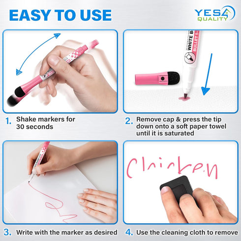 Magnetic Dry Erase White Board Sheet for Fridge 12x8 in, with Stain Resistant Technology, includes 3 Markers and Big Eraser with Magnets, Small Re...