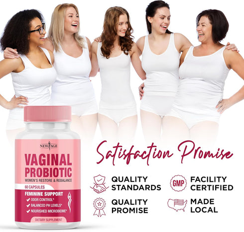 NEW AGE Vaginal Probiotics for Women with Prebiotics, Cranberry Extract, and a Lactobacillus Probiotic Blend, Supports Healthy pH Balance, Odor Co...