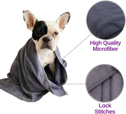 oyapet® Dog Towel Super Absorbent Large Microfiber Towel Dog Bath Towels for Drying Dogs Large (Dog Towels Pet Bath and Grooming- Grey - Large - 3...