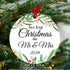 ZUNON Christmas Ornaments 2024 Our First Christmas as Mr & Mrs Couple Married Wedding Gifts Bridal Shower Gifts Decoration 3" Ornament (Green Mr &...